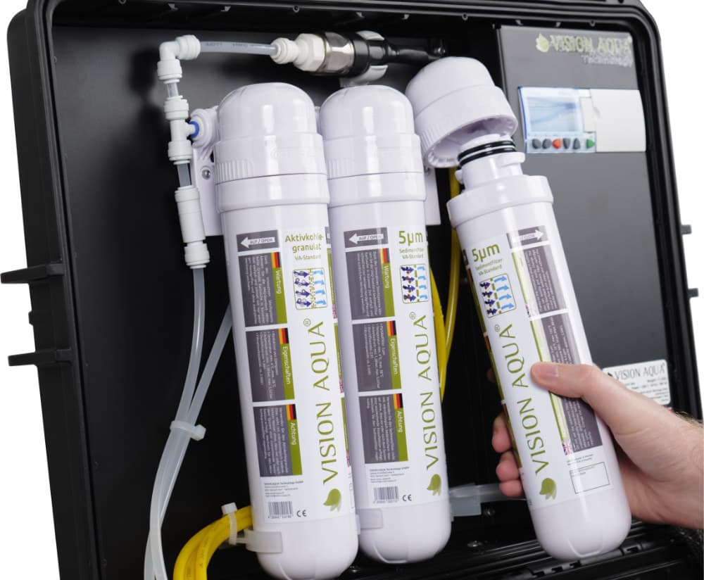 Filterwechsel Verdanium GEO Wasserfilter Der Vorfilter vom Verdanium GEO Wasserfilter wird gewechselt
