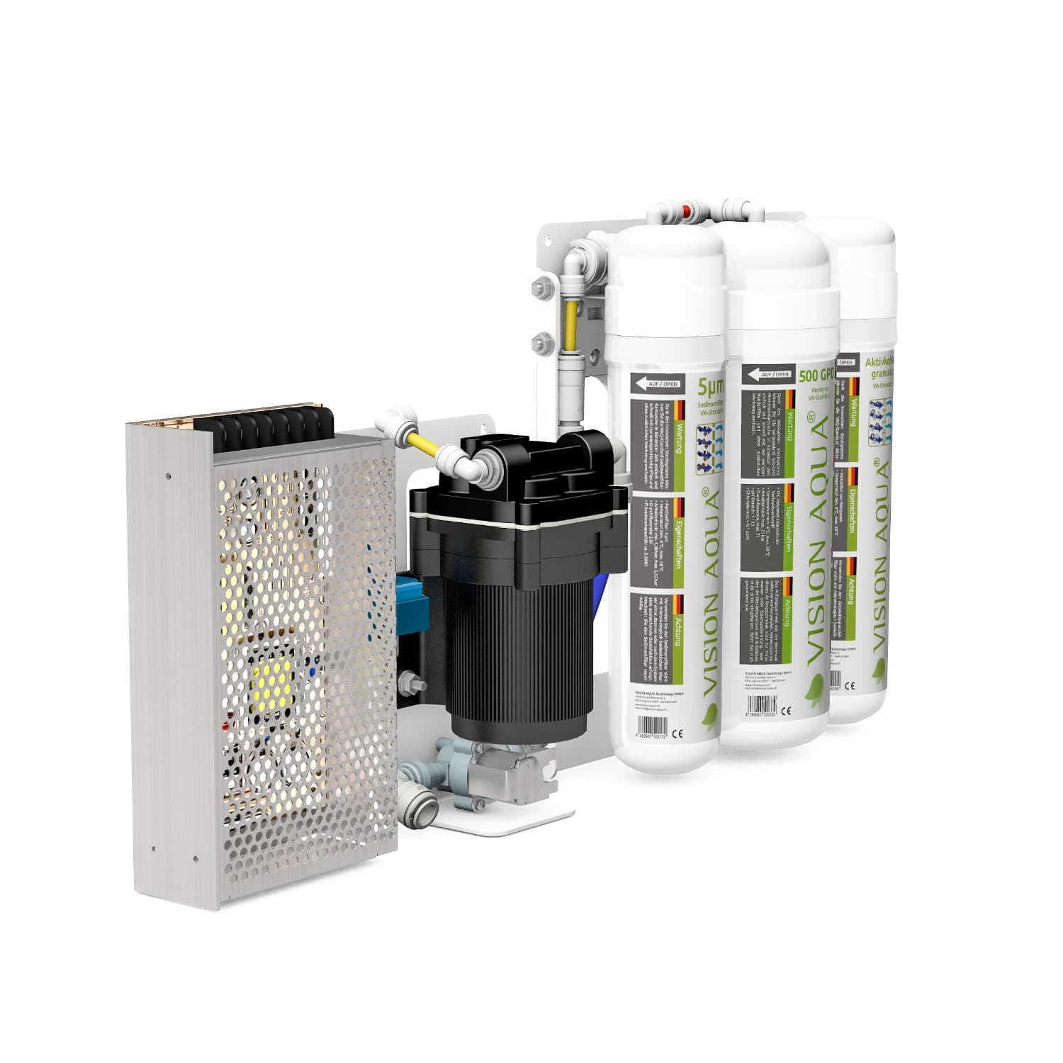 VISION AQUA mobiler Wasserfilter VA-Basic PLUS als Rendering von der Seite