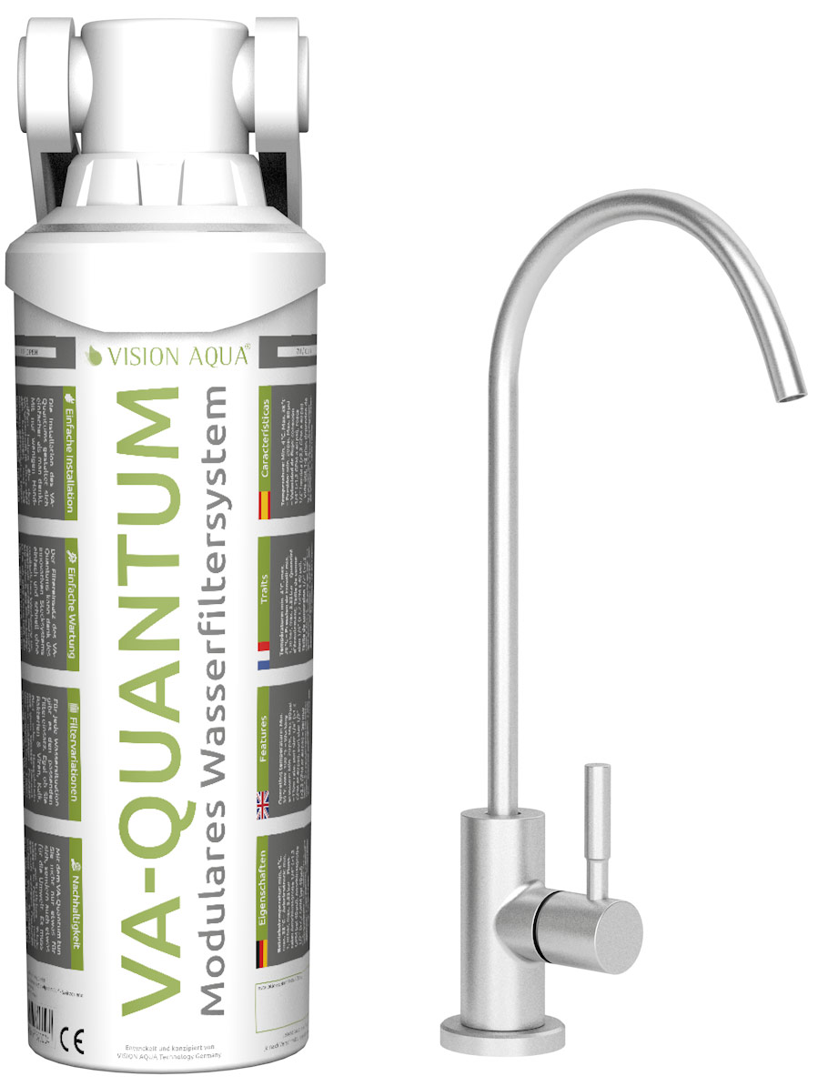 VA-Quantum-mit-Hahn0540 VA-Quantum - Bakterien- und Virenfilter - Set mit 1-Weg Edelstahl-Wasserhahn