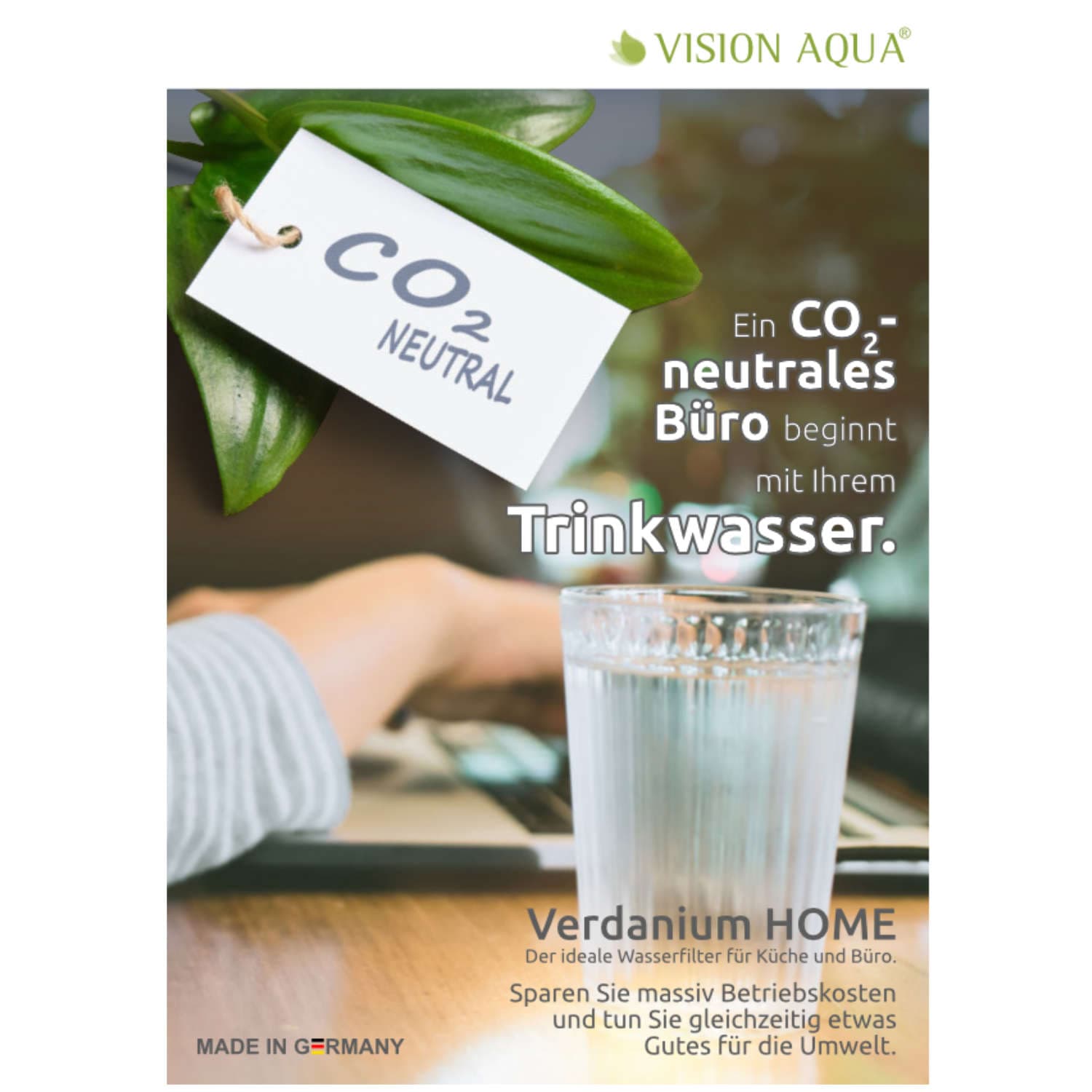 VISION AQUA Wasserfilter CO2-neutrales Büro Cover der VISION AQUA Wasserfilter Mappe für ein CO2-neutrales Büro