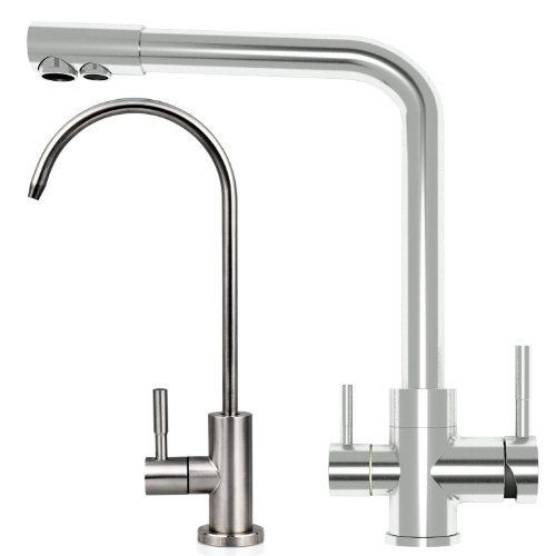 VISION AQUA_Banner_Umkehrosmoseanlagen_Wasserfilter_Trinkwasserarmaturen-Edelstahl-Entnahmehahn Edelstahl Entnahmehähne und Armaturen für die VISION AQUA Umkehrosmoseanlagen und Wasserfilter.