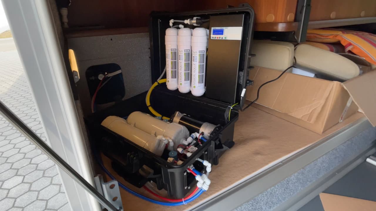 Verdanium GEO Wasserfilter für Wohnmobile und zu Hause Verdanium GEO Wasserfilter in einem Wohnmobil installiert