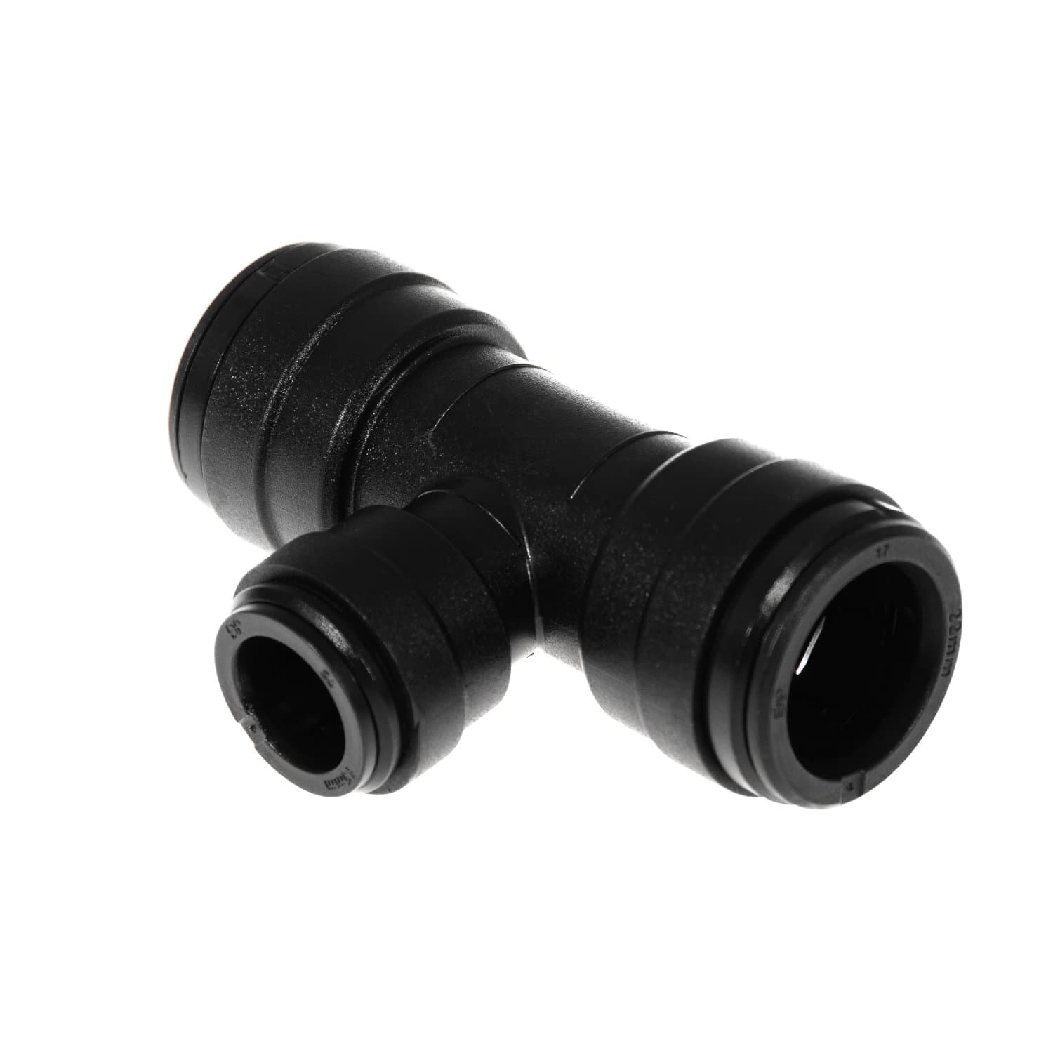 PM3022AE John Guest T-Reduzier-Verbinder 2x22 mm Rohr AD auf 15 mm Rohr AD_1 PM3022AE John Guest T-Reduzier-Verbinder 2x22 mm Rohr AD auf 15 mm Rohr AD in schwarz rechte Seite