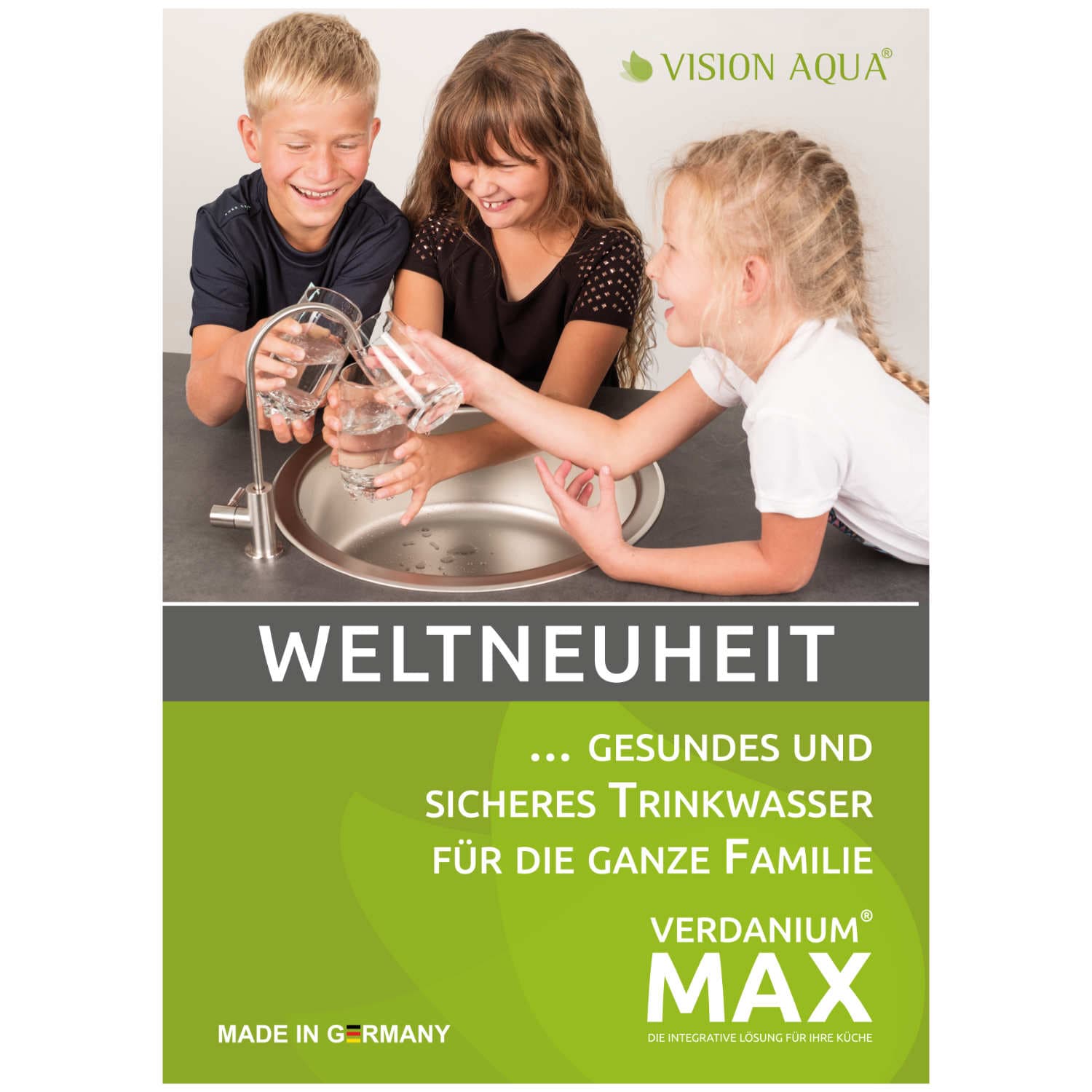 Broschüre VISION AQUA Wasserfilter Verdanium MAX Cover der Broschüre vom VISION AQUA Wasserfiter Verdanium MAX