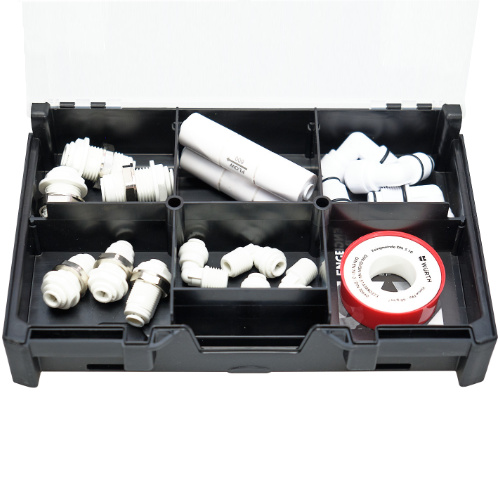Installations und Servicekoffer - VISION AQUA Techniker - Koffer 2 Installations- und Servicekoffer mit Schott-Verbinder, Durchflussbegrenzer, Einschraubverbinder und Teflonband
