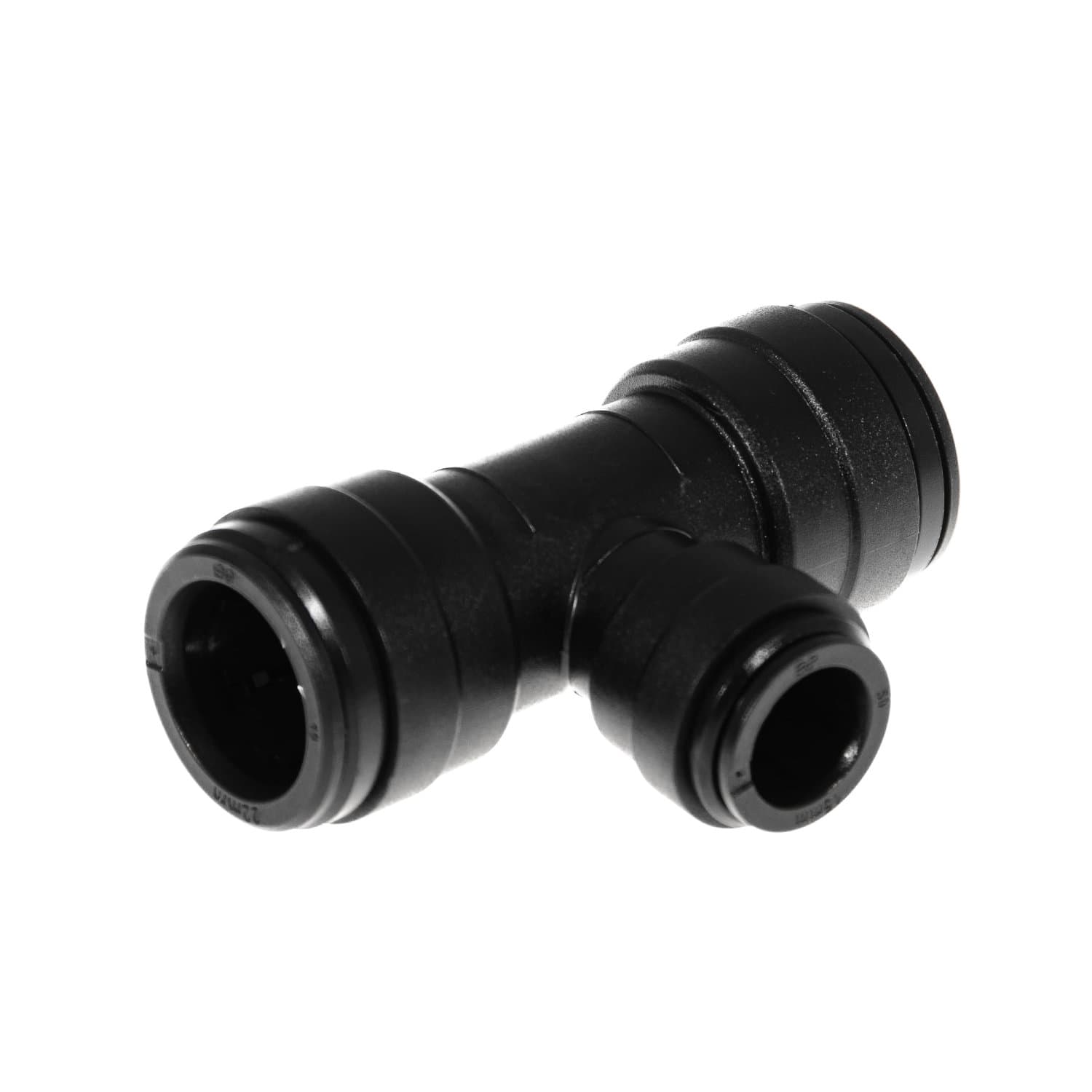 PM3022AE John Guest T-Reduzier-Verbinder 2x22 mm Rohr AD auf 15 mm Rohr AD_2 PM3022AE John Guest T-Reduzier-Verbinder 2x22 mm Rohr AD auf 15 mm Rohr AD in schwarz linke Seite