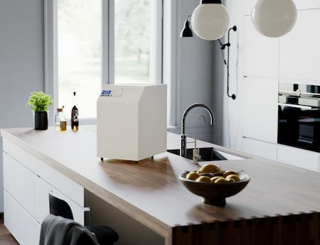Verdanium HOME Wasserfilter auf der Kücheninsel Verdanium HOME Wasserfilter auf der Kücheninsel