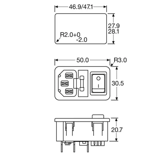 Kaltgerate-Steckverbinder Stecker, Einbau vertikal Gesamtpolzahl_2_1