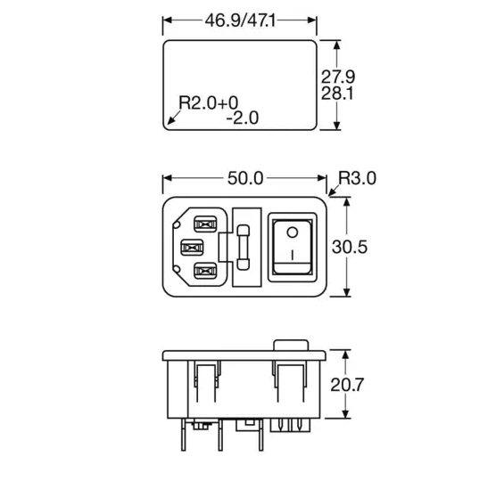 Kaltgerate-Steckverbinder Stecker, Einbau vertikal Gesamtpolzahl_2_1 Kaltgerate-Steckverbinder Stecker, Einbau vertikal Gesamtpolzahl_2_1