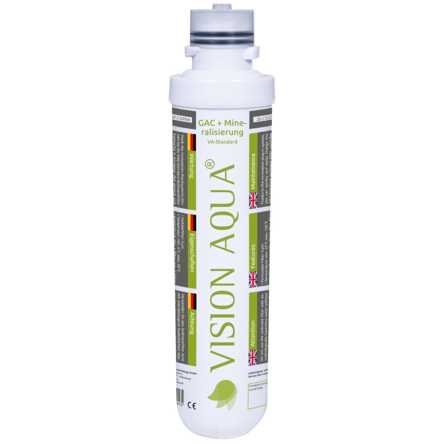 Umkehrosmose Wasserfilter VISIONAQUA VA-Standard GAC-Mineralisierungsfilter Die VA-Standard GAC + Mineralisierungskartusche als Nachfilter für die VISION AQUA Umkehrosmose Wasserfilter