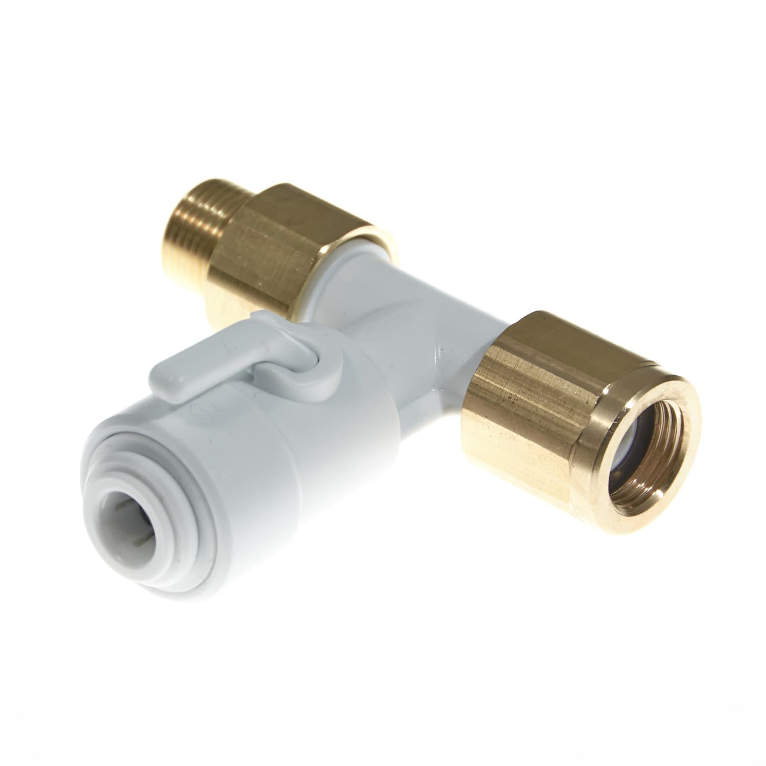 Eckventil-Adapter 3/8 auf 3/8 inklusive Absperrhahn und Rückschlagventil John Guest Eckventil-Adapter 3/8" auf 3/8" inkl. Absperrhahn und Rückschlagventil